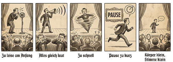 5 Fehler-Photoroom Eine Infografik mit fünf Piktogrammen, Aussprachetraining