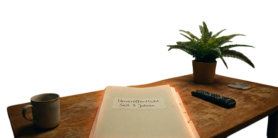 Unveröffentlicht-Photoroom Das unveröffentlichte Manuskript als Leiche im Wohnzimmer Poetry Slam Buch veröffentlichen