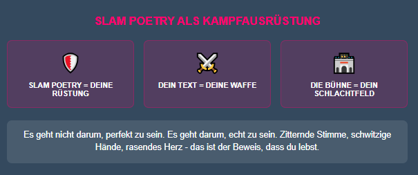 Slam Poetry lernen Kampfausrüstung