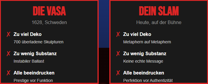Vasa Slam Historische Fehlschläge