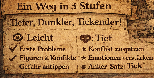 3 Stufen Roter Faden