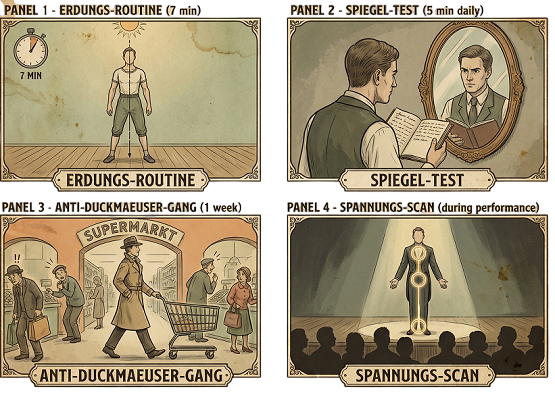 Vintage-Trainingshandbuch-Poster: Körperspannung