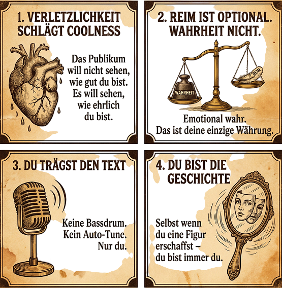 DNA 4 Gesetze Unterschied Rap und Poetry Slam