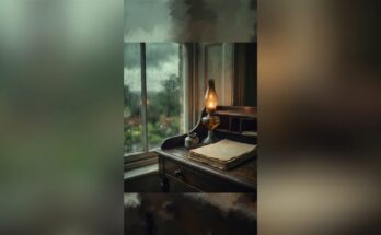 Schreibretreat: der Schreibtisch am Fenster im Regen
