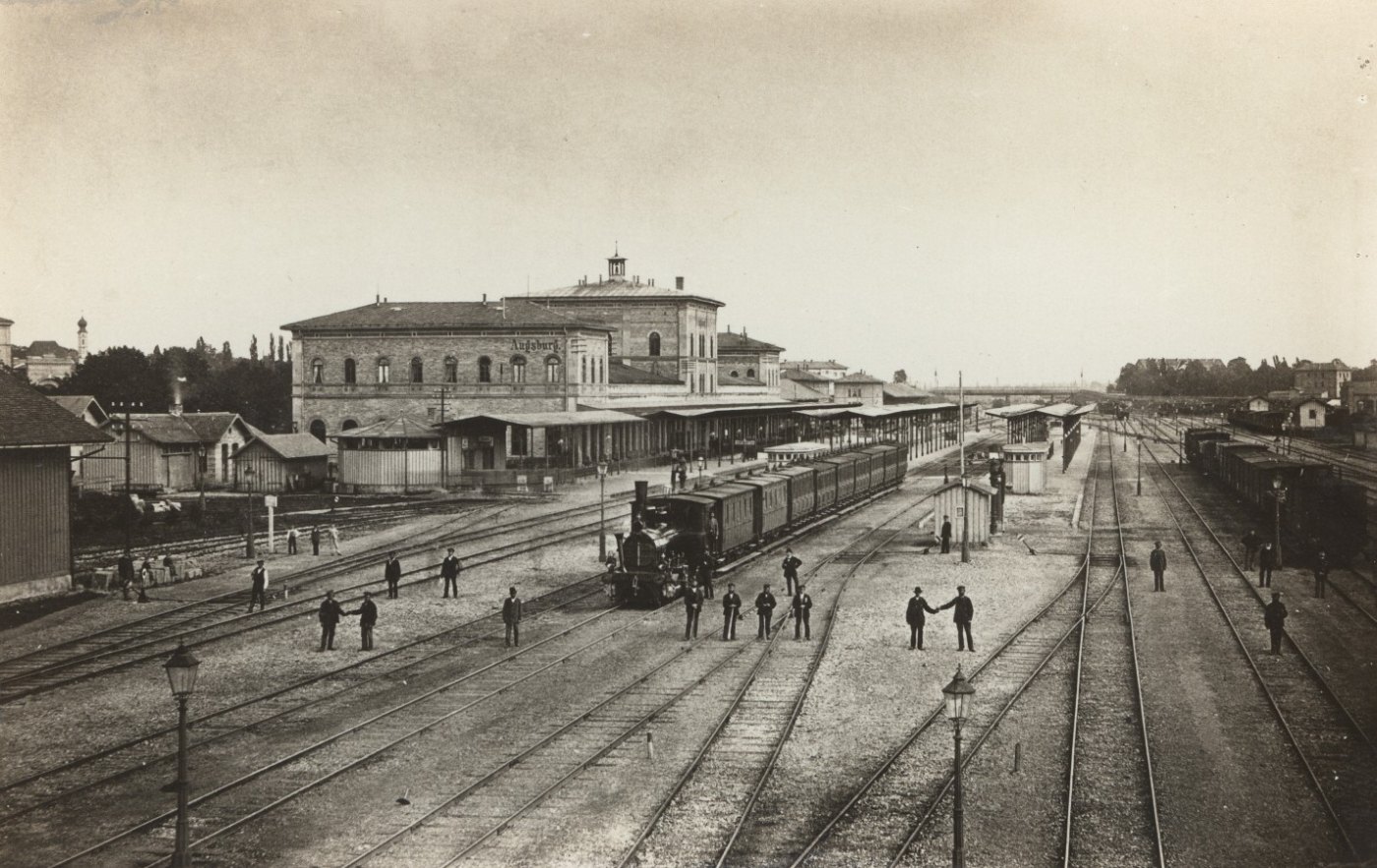 Photo Augsburg Hauptbahnhof um 1900