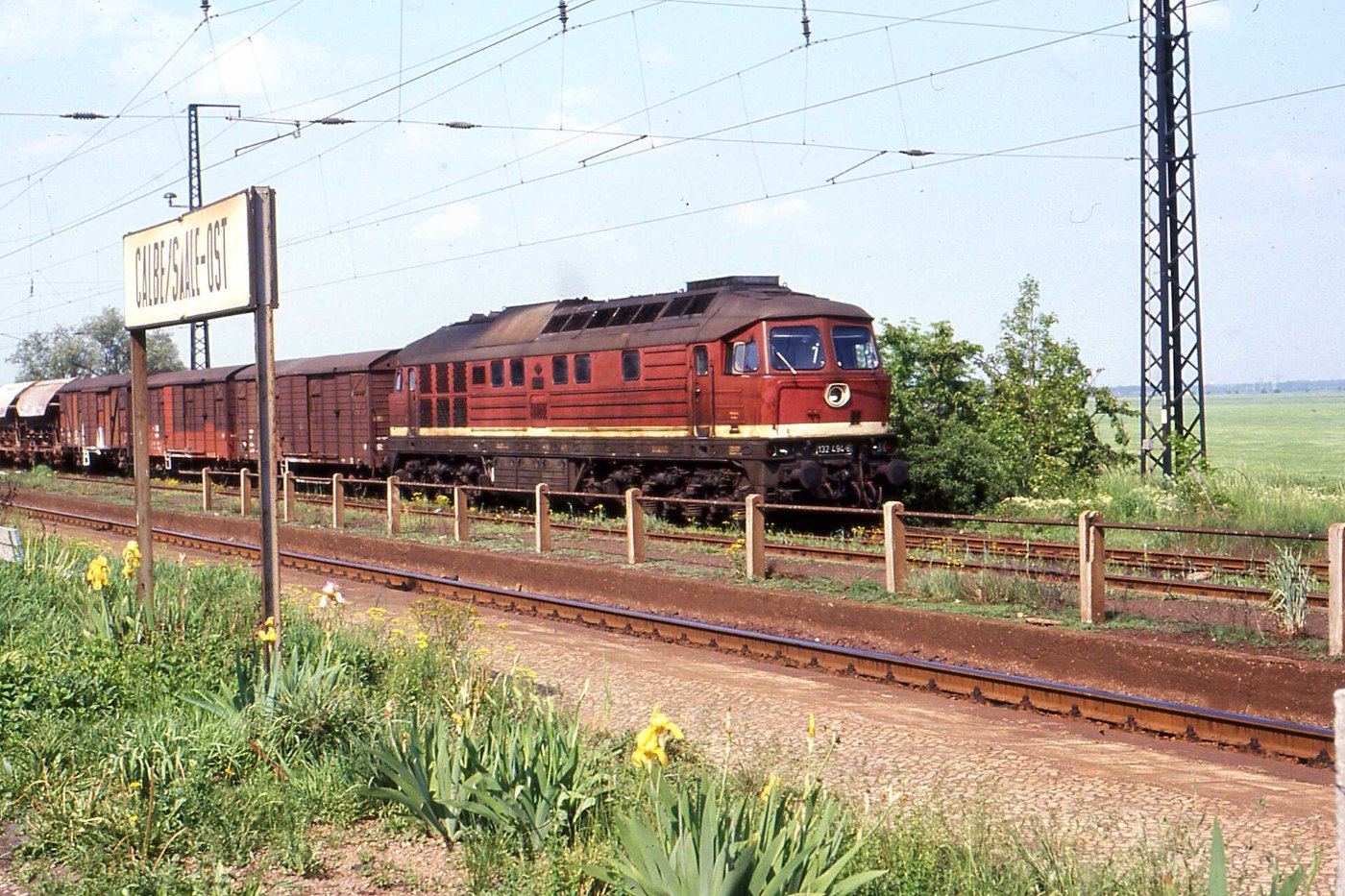 Deutsche Reichsbahn 132 494 6 at Calbe Ost May 1990