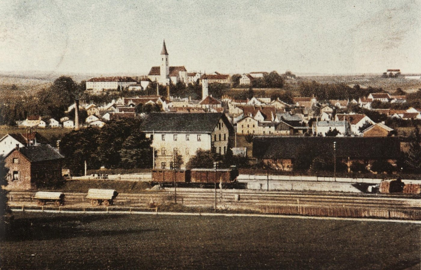 Dorfen Bahnhof Laderampe um 1910