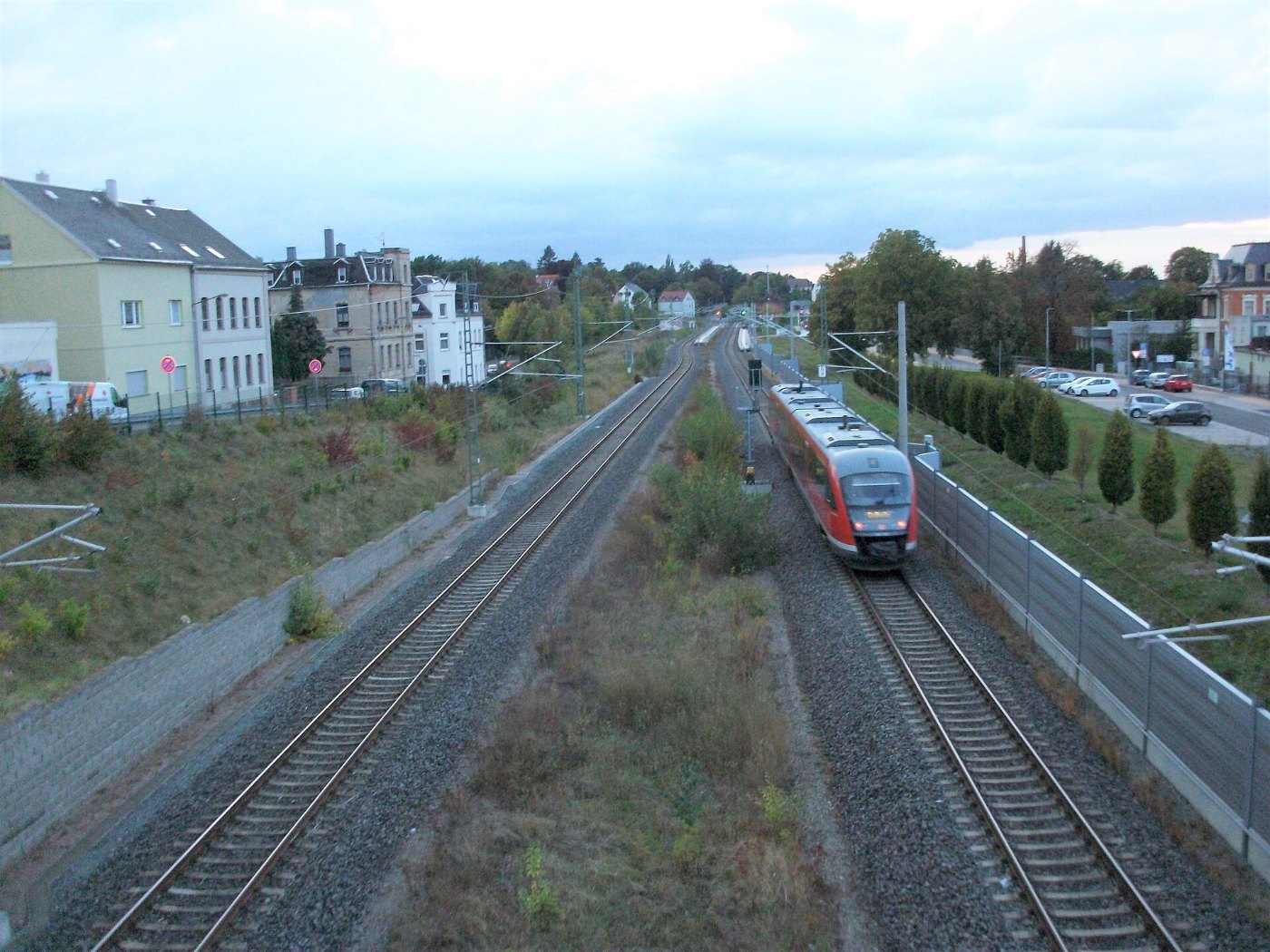 Bahnhof Meerane mit Erzgebirgsbahn von Glauchau