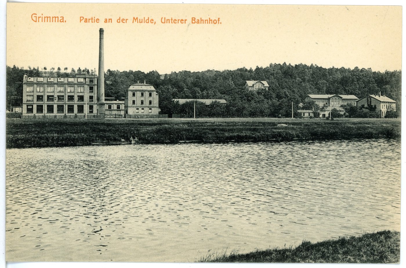 16312 Grimma 1913 Unterer Bahnhof an der Mulde Brück & Sohn Kunstverlag