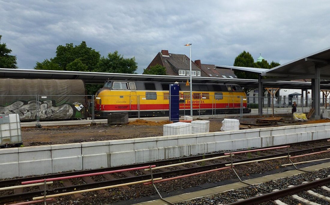 Urantransport von der Urananreicherungsanlage Gronau im Bahnhof Coesfeld