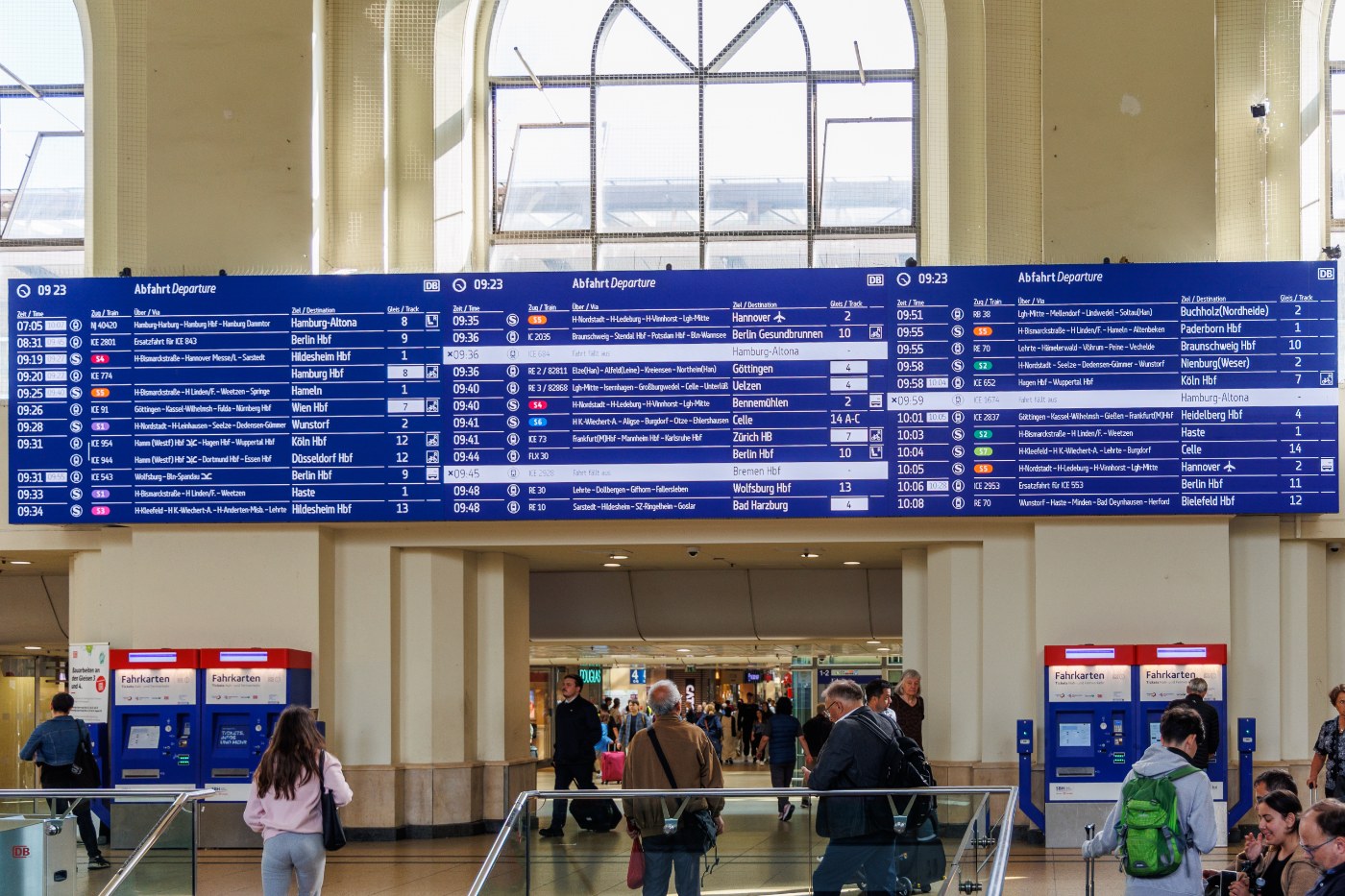 Anzeigetafel im Hauptbahnhof Hannover