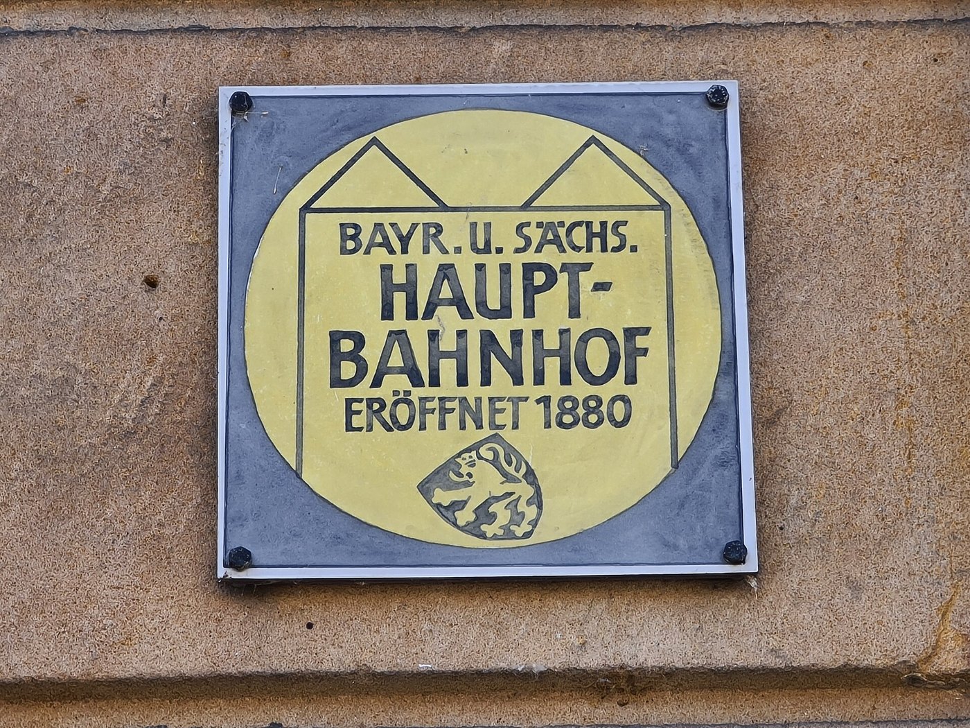 Infoplakette Hof Hauptbahnhof