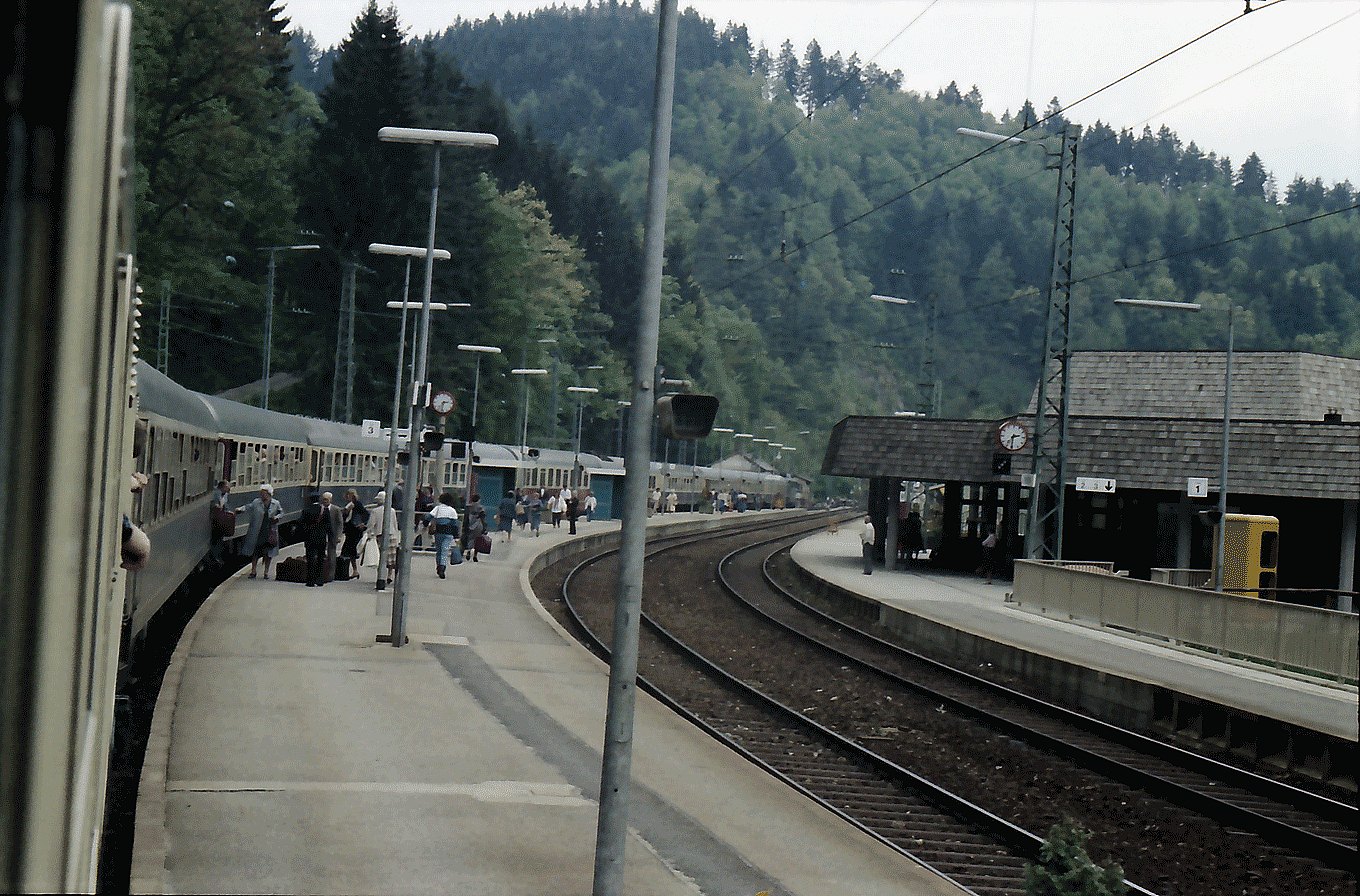 Triberg 1. FD Zug auf der Schwarzwaldbahn (am Bahnhof Triberg) LABW Staa