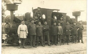 Eisenbahn Pioniere mit Feldbahn Lokomotive, Rehagen, Poststempel 16. Okt