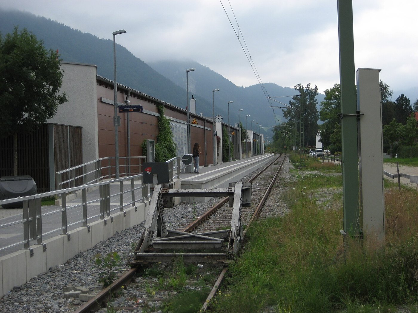 Bahnhof Oberammergau, Bahnsteig, Gleis, Prellbock Sep 2014