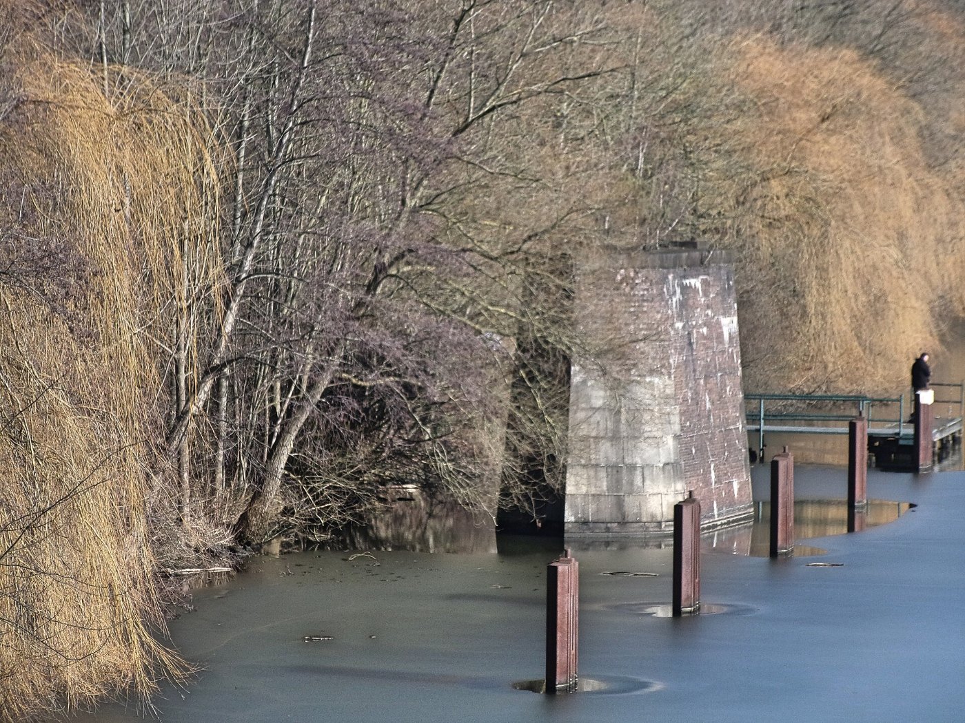 Ehemaliger Brückenpfeiler der Marschbahn, Dove Elbe HH Moorfleet (1)