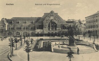 Aachen, Nordrhein Westfalen Bahnhof und Kriegerdenkmal (Zeno Ansichtskar