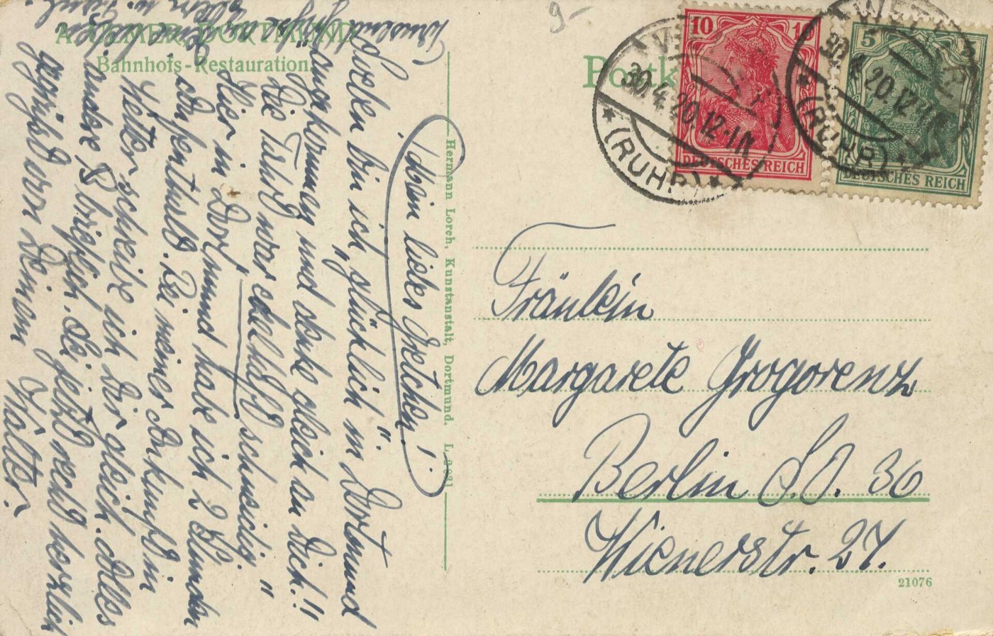 Dortmund, Nordrhein Westfalen Bahnhof (back) (Zeno Ansichtskarten)