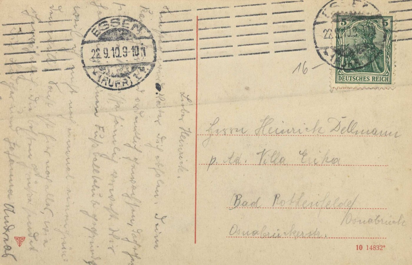 Essen (Ruhr), Nordrhein Westfalen Bahnhof (back) (Zeno Ansichtskarten)