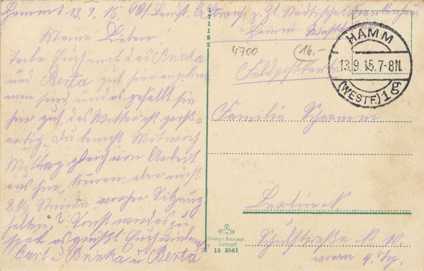 Hamm i. Westf., Nordrhein Westfalen Bahnhof; Falkdenkmal; Kurhaus (back)