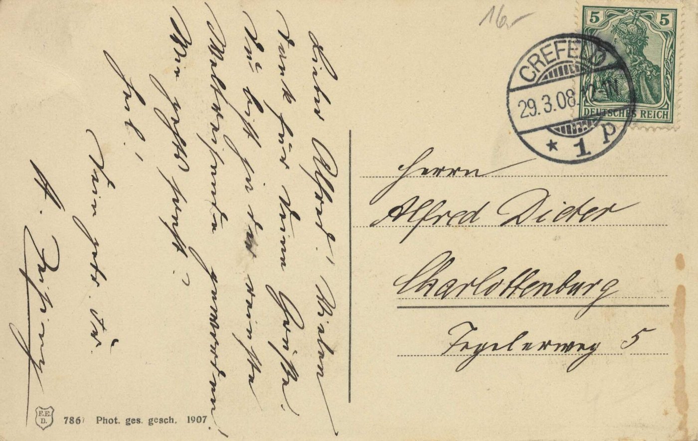 Krefeld, Nordrhein Westfalen Bahnhof (back) (Zeno Ansichtskarten)