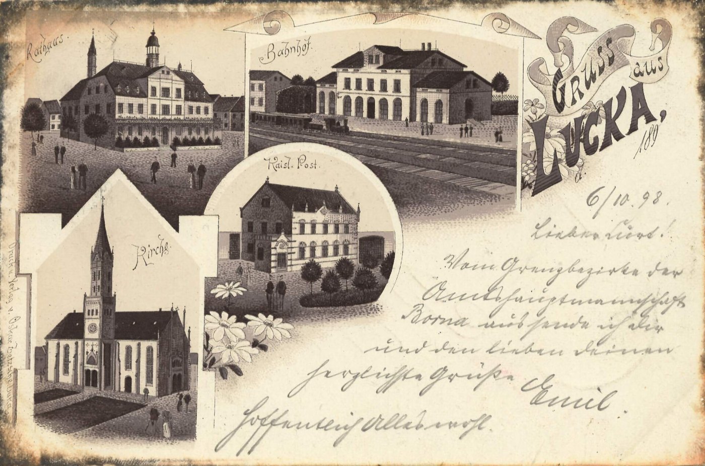 Lucka, Thüringen Rathaus; Bahnhof; Kirche (Zeno Ansichtskarten)