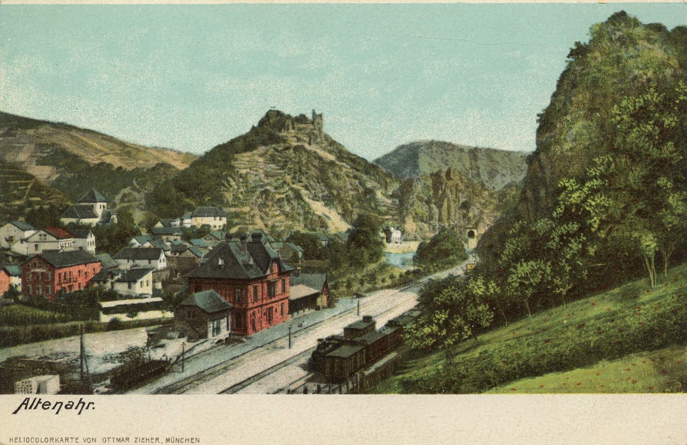 Altenahr, Rheinland Pfalz Stadtansicht mit Bahnhof (Zeno Ansichtskarten)