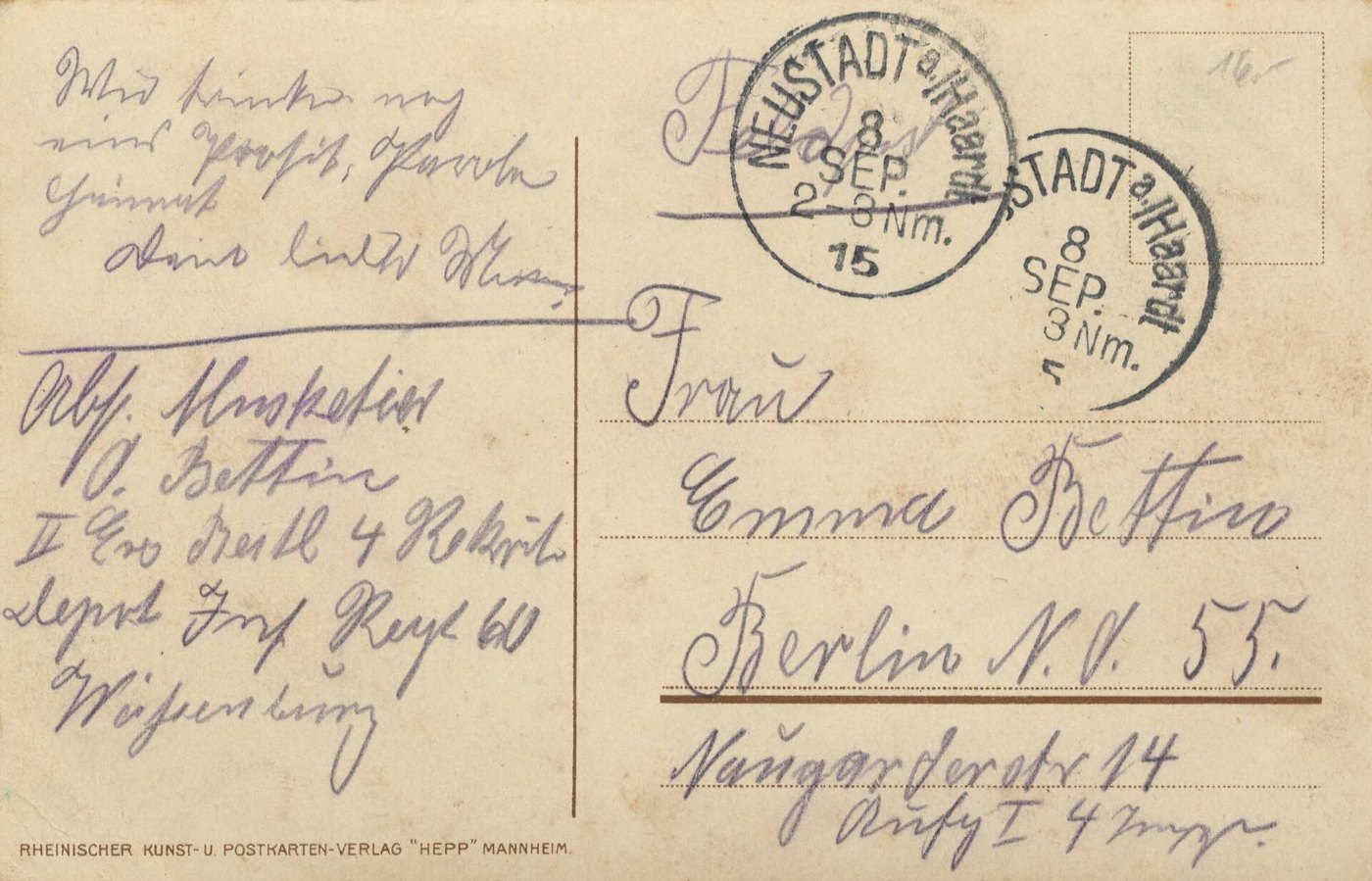 Neustadt a. d. Haardt, Rheinland Pfalz Bahnhof (back) (Zeno Ansichtskart