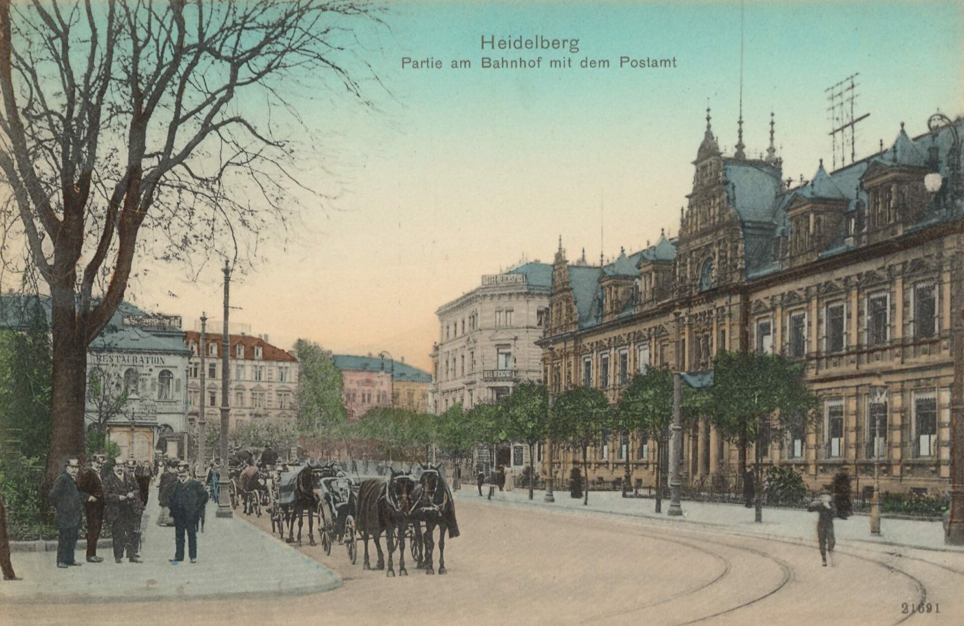 Heidelberg, Baden Württemberg Bahnhof mit Postamt (Zeno Ansichtskarten)