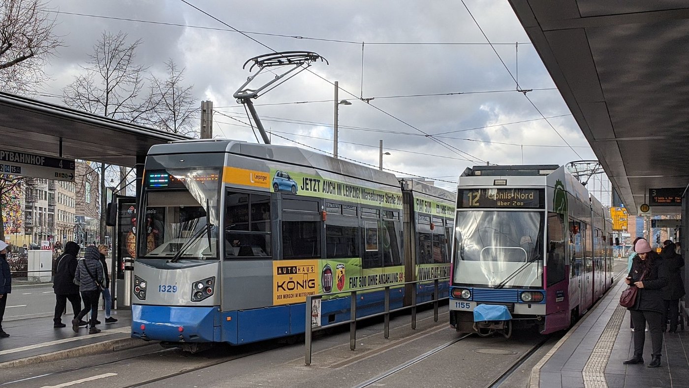 Straßenbahn Leipzig 14 1329 Hauptbahnhof