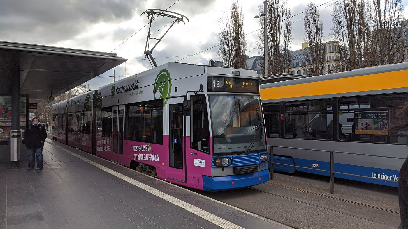 Straßenbahn Leipzig 12 1155 Hauptbahnhof