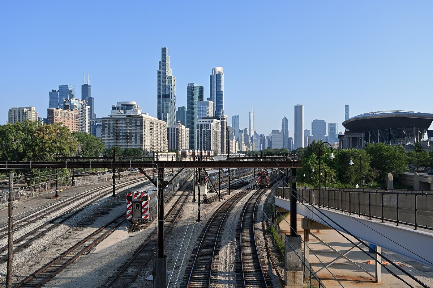 View of the Metra Electric District rail yard and downtown Chicago from 