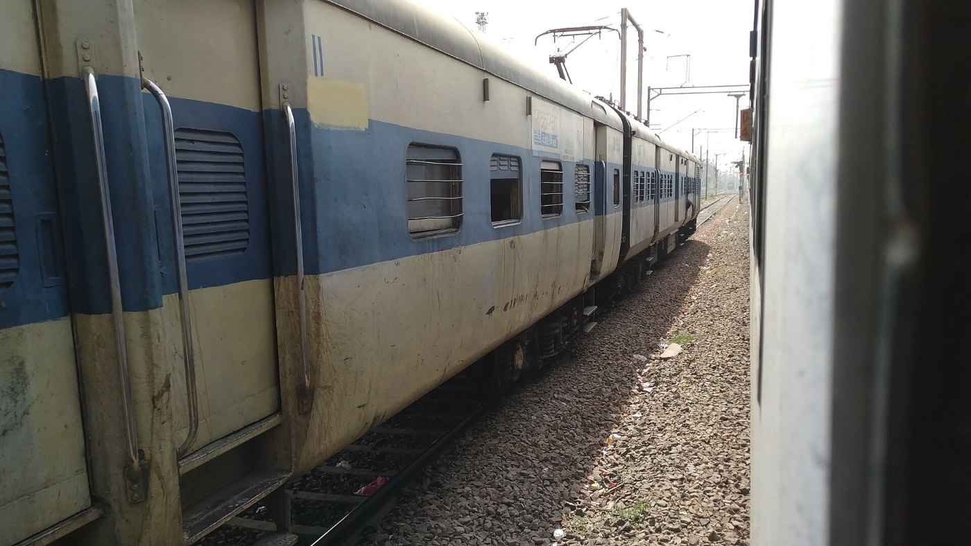 Local train standing in the outer area of Ghaziabad Junction railway sta