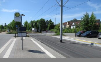 Straßenbahnhaltestelle in Jena (Göschwitz Bahnhof)
