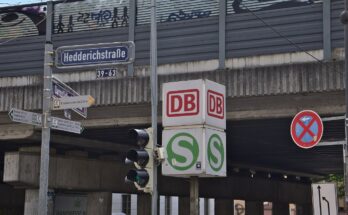 DB and S Bahn sign next to the entrance to the Frankfurt Lokalbahnhof S