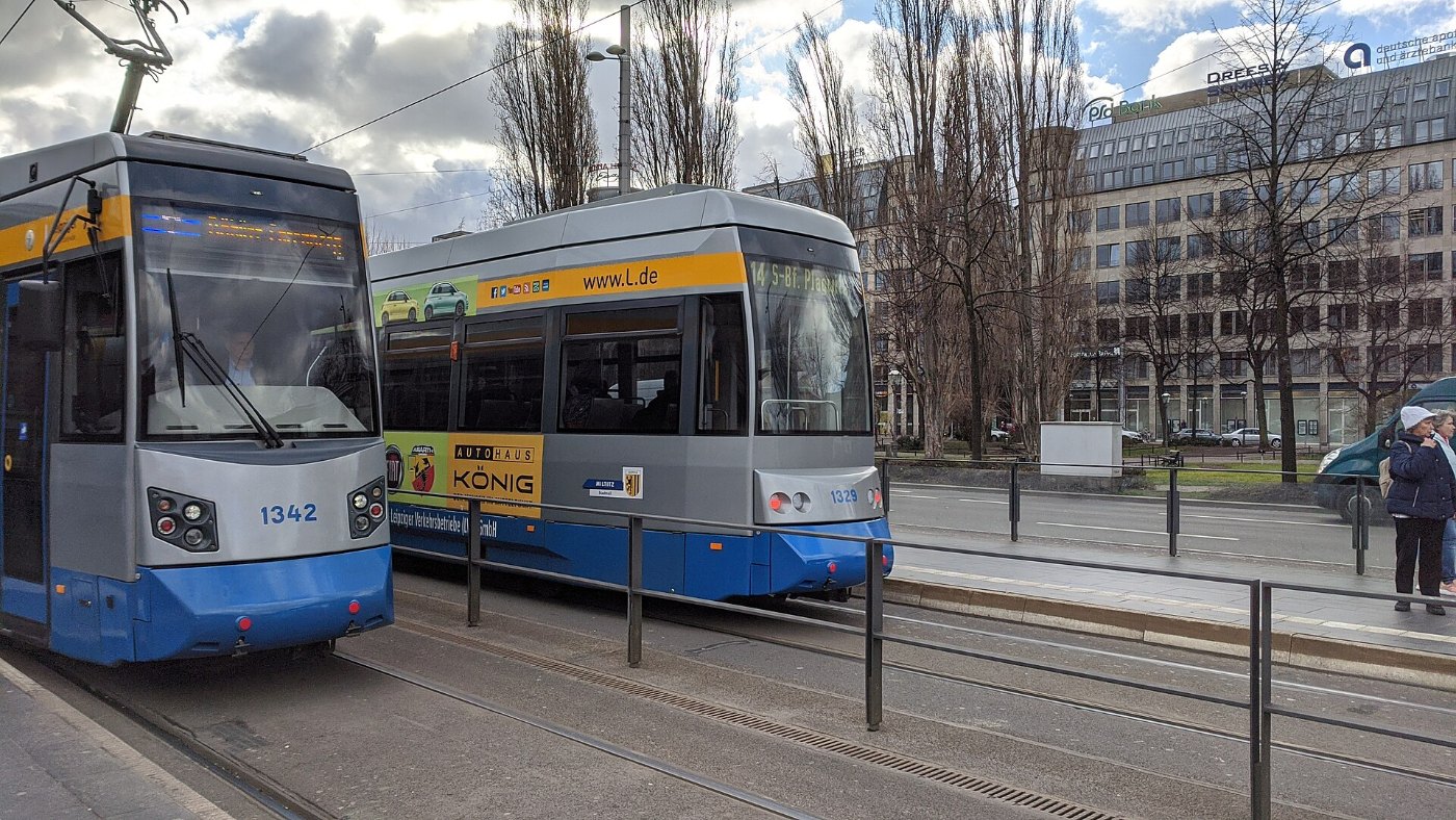 Straßenbahn Leipzig 7 1342 Hauptbahnhof