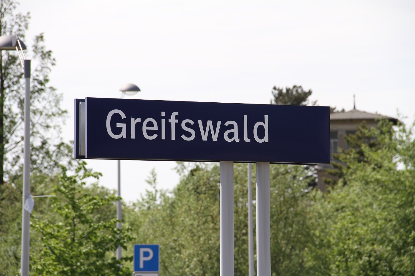 Bahnhof Greifswald Schild
