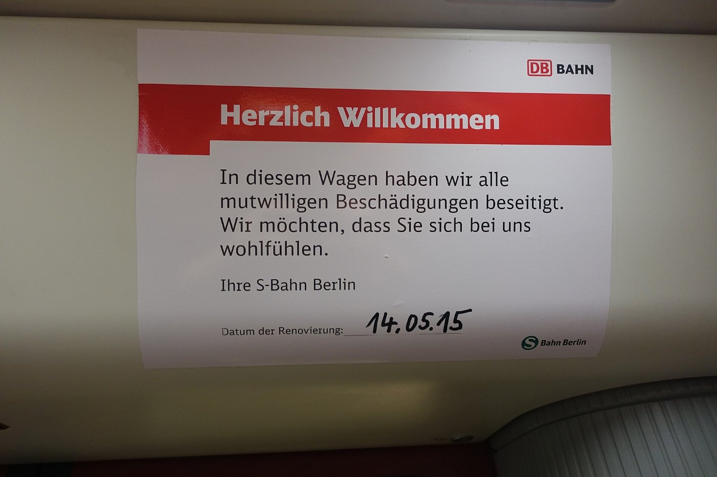 S Bahn Berlin beseitigt Beschädigung