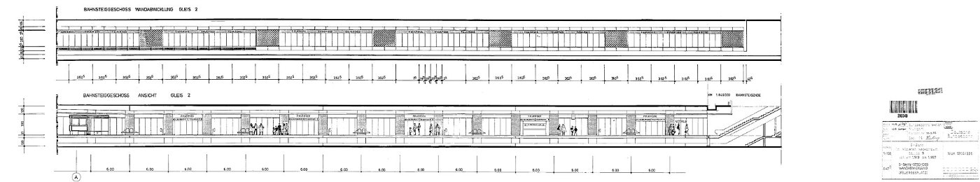 Stuttgart Feuersee S Bahn Geschoss, Wandabwicklung, Feuerseeplatz Bahnst