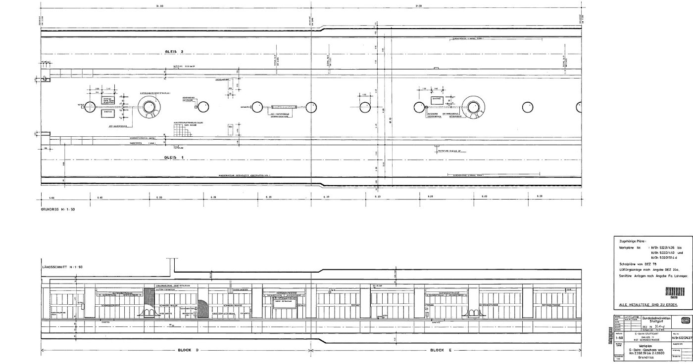 Stuttgart Schwabstraße km 2.368.39 bis 2.430.00, Werkplan S Bahn Geschos