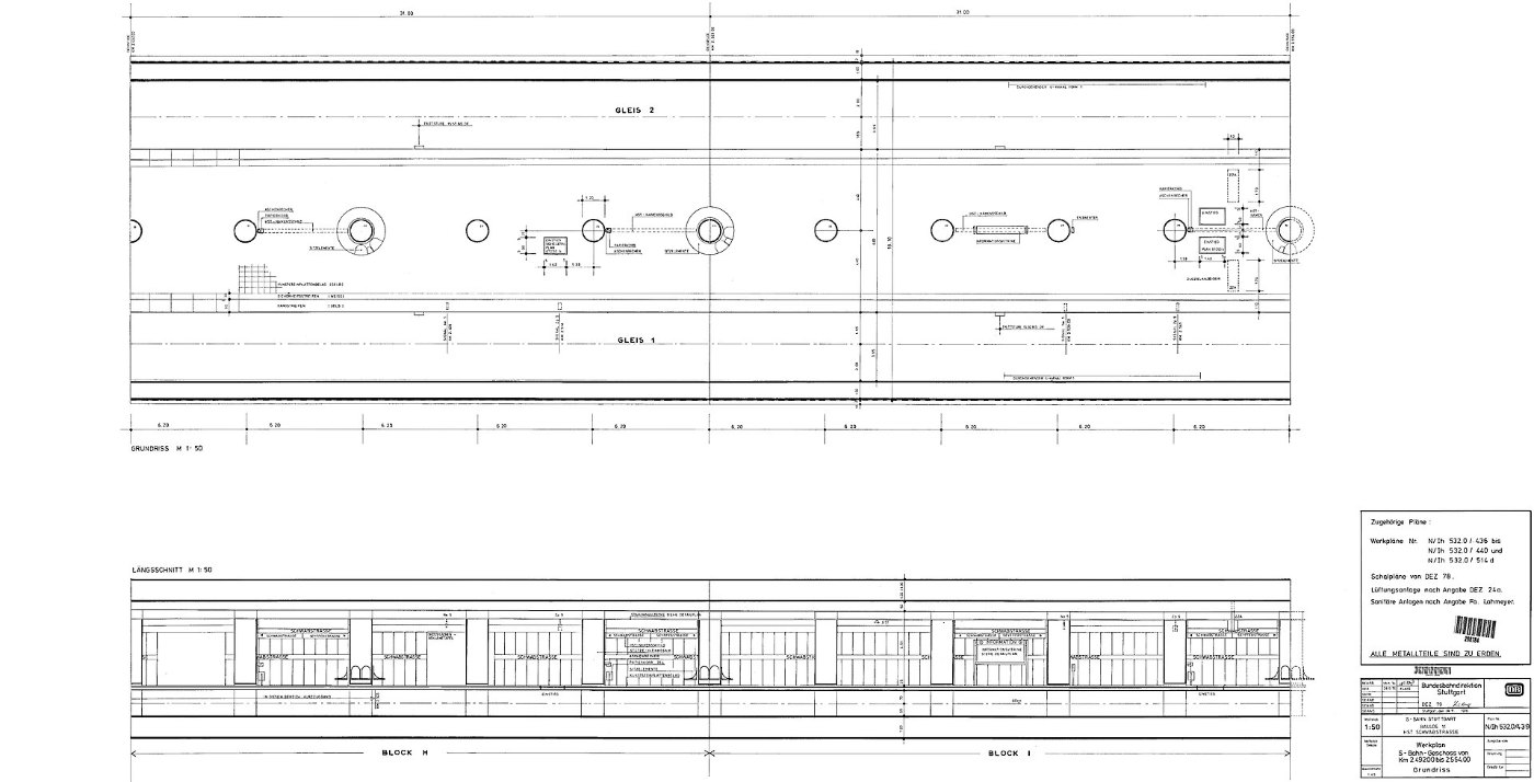 Stuttgart Schwabstraße km 2.492.00 bis 2.554.00 , Werkplan, S Bahn Gesch