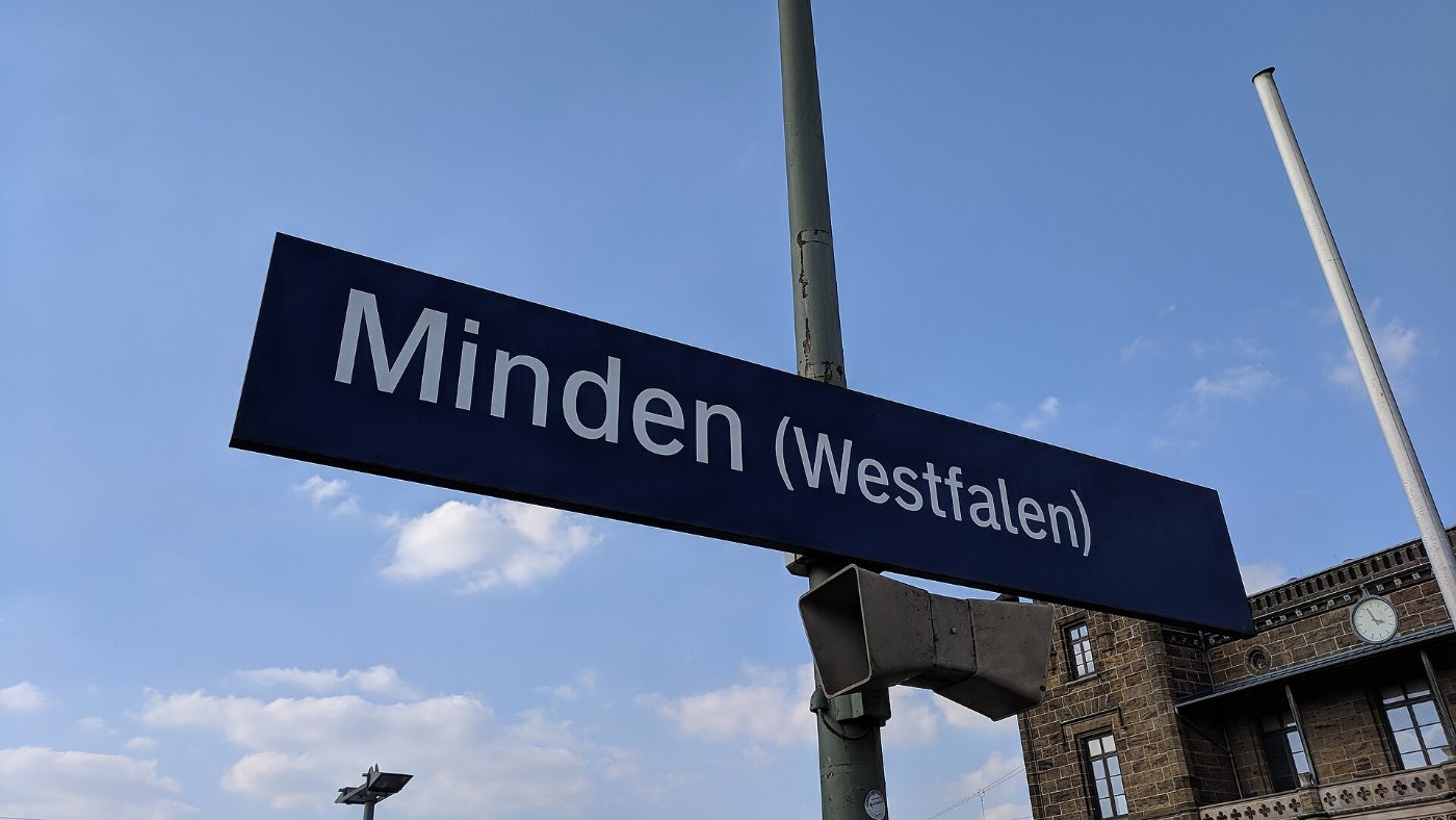 Bahnhofsschild Minden (Westfalen)