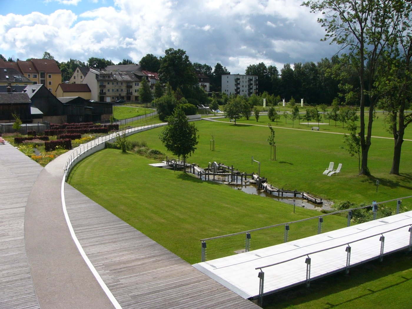 Blick auf Auenpark Marktredwitz (Wasserspielplatz)