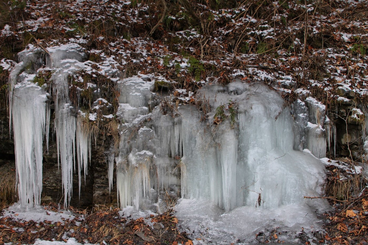 Ice formation on Shingle Run Road 2