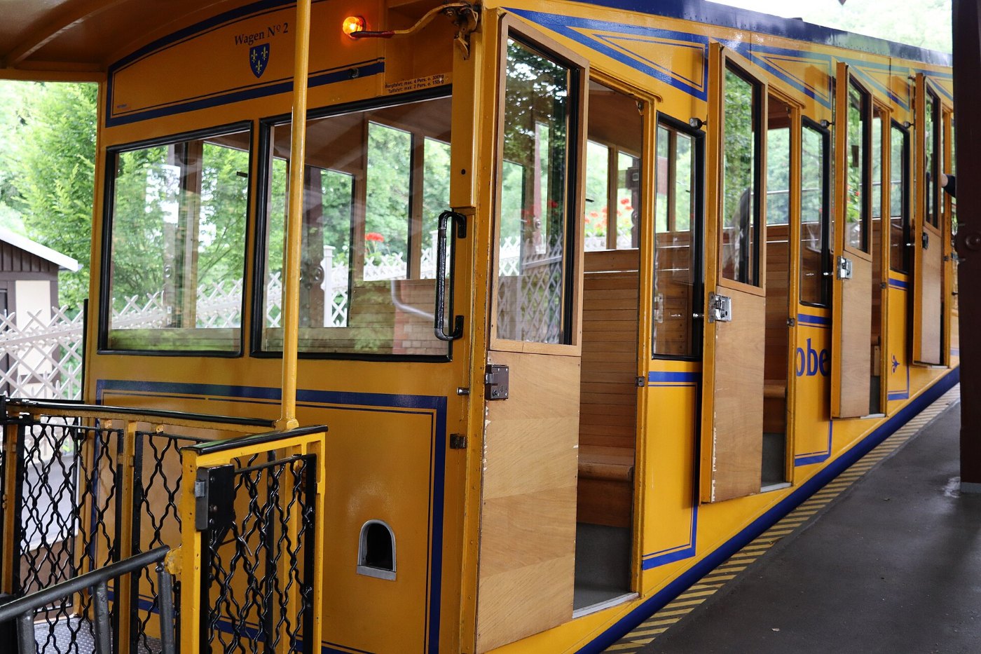 Doors of the Nerobergbahn funicular railway in Wiesbaden, Hesse, Germany