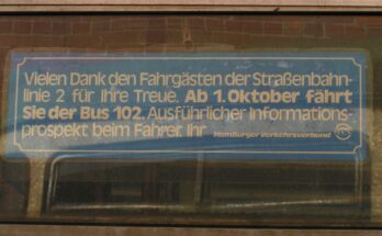 Abschiedsschild Straßenbahn Hamburg wehmingen