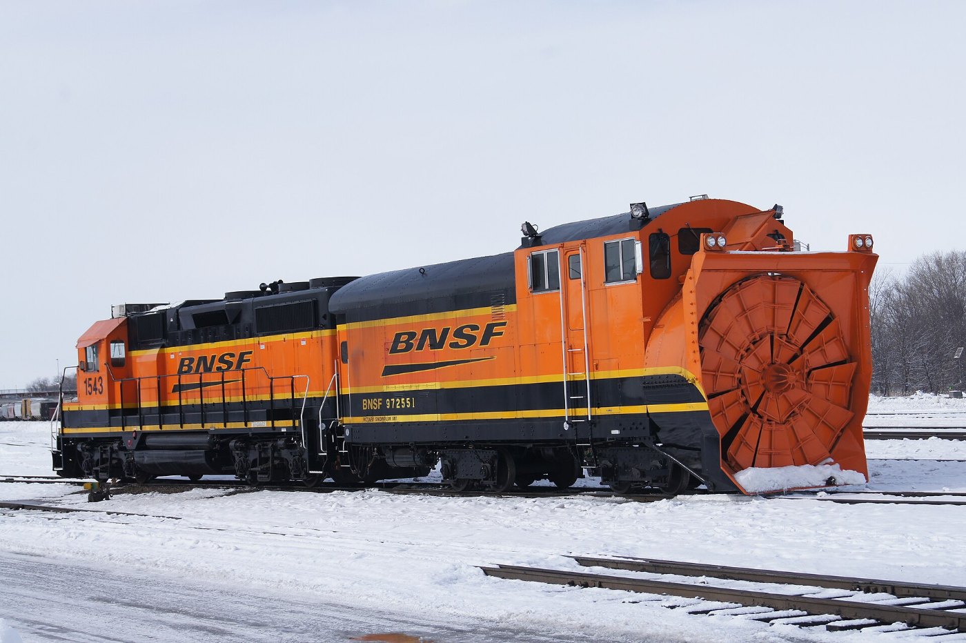 Rotary snowplow Burlington Northern Santa Fe (BNSF) railyard Willmar, Mi