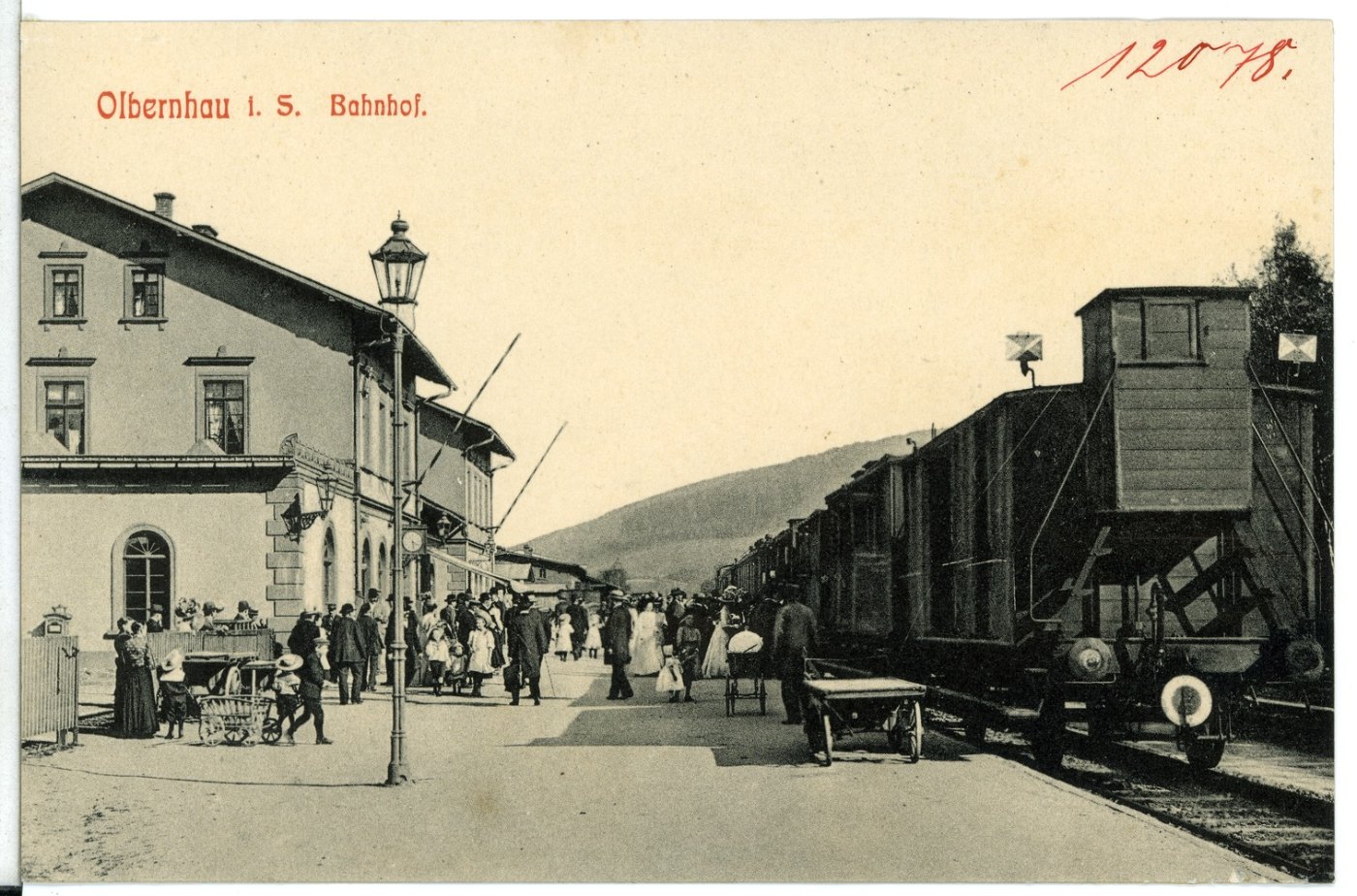 12078 Olbernhau 1910 Bahnhof mit Personenzug Brück & Sohn Kunstverlag