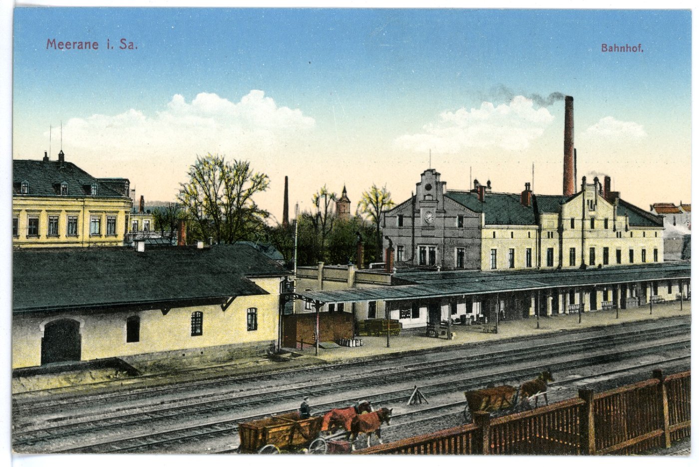15517 Meerane 1913 Bahnhof Brück & Sohn Kunstverlag