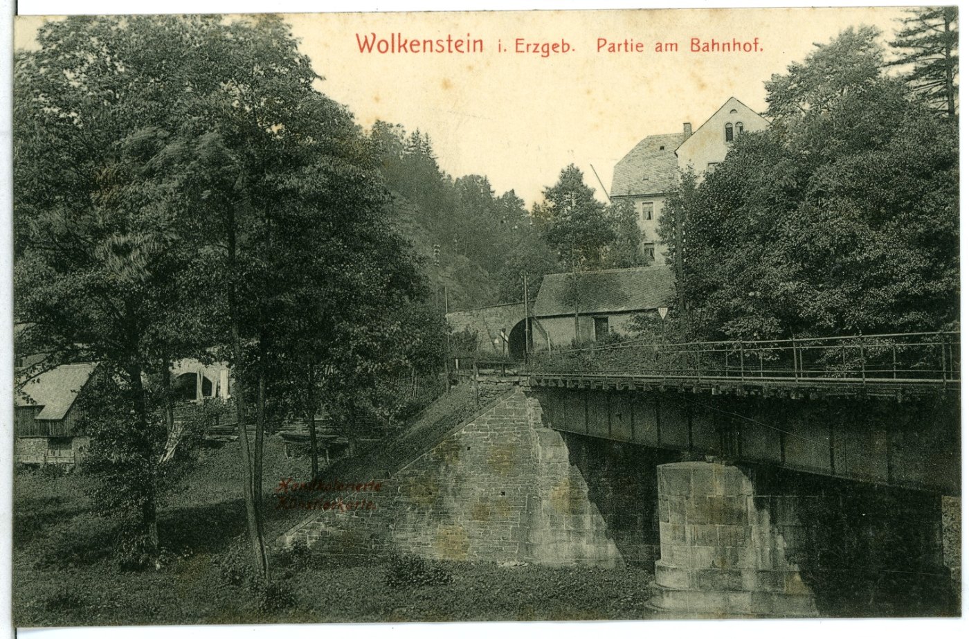 11268 Wolkenstein 1910 Partie am Bahnhof Brück & Sohn Kunstverlag